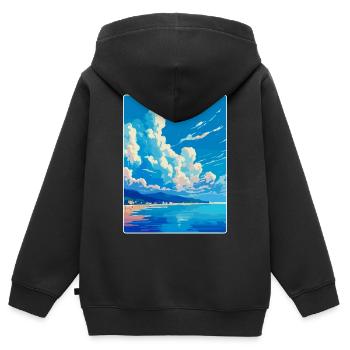 Côte d’Azur France Côte d’Azur France Affiche - Sweat Premium à capuche zippé enfant bio - noir - Dos - AI Model Kid Male (0cm)