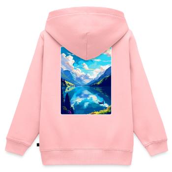 Lac des Quatre-Cantons, Suisse, Affiche de voyage vintage WPA - Sweat Premium à capuche zippé enfant bio - rose - Dos - AI Model Kid Female (0cm)