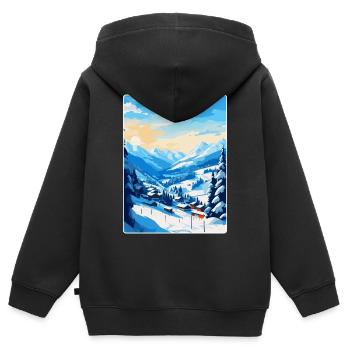 Saalbach Österreich Vintage Reiseplakat Souvenir - Kinder Premium Organic Zip Hoodie - Schwarz - Hinten - AI Model Kid Male (0cm)
