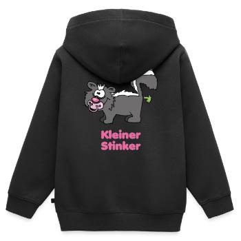 Kindermotiv "Kleiner Stinker" Babystinktier - Kinder Premium Organic Zip Hoodie - Schwarz - Hinten - AI Model Kid Male (0cm)