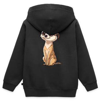 Verspielter Erdmännchen Blick - Kinder Premium Organic Zip Hoodie - Schwarz - Hinten - AI Model Kid Male (0cm)