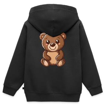 Niedlicher Lächelnder Teddybär Für Dich - Kinder Premium Organic Zip Hoodie - Schwarz - Hinten - AI Model Kid Male (0cm)