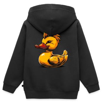 Gummientenpunk - Kinder Premium Organic Zip Hoodie - Schwarz - Hinten - AI Model Kid Male (0cm)