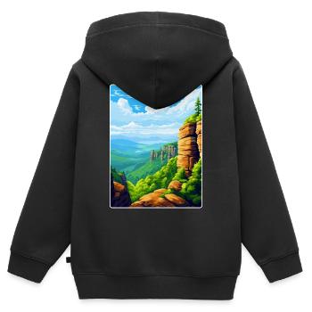Montagne de grès de l’Elbe Allemagne Affiche de voyage WPA - Sweat Premium à capuche zippé enfant bio - noir - Dos - AI Model Kid Male (0cm)