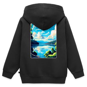 Souvenir de l’affiche de voyage vintage de l’Europe sur le Danube - Sweat Premium à capuche zippé enfant bio - noir - Dos - AI Model Kid Male (0cm)