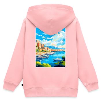 Monaco Côte d'Azur Frankreich Vintage Reiseplakat - Kinder Premium Organic Zip Hoodie - Rosa - Hinten - AI Model Kid Female (0cm)