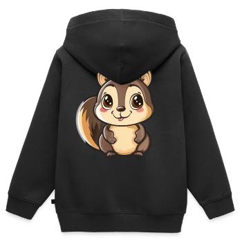Amis chipmunk de dessin animé mignon - Sweat Premium à capuche zippé enfant bio - noir - Dos - AI Model Kid Male (0cm)