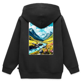 Hohe Tauern Österreich Vintage Reiseplakat Souvenir - Kinder Premium Organic Zip Hoodie - Schwarz - Hinten - AI Model Kid Male (0cm)