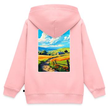 Leyburn England Uk Vintage Reiseplakat Souvenir - Kinder Premium Organic Zip Hoodie - Rosa - Hinten - AI Model Kid Female (0cm)