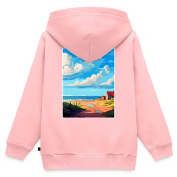 Beadnell England Uk Vintage Reiseplakat Souvenir - Kinder Premium Organic Zip Hoodie - Rosa - Hinten - AI Model Kid Female (0cm)