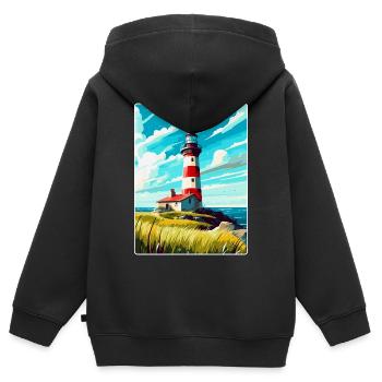 Plymouth England Uk Vintage Reiseplakat Souvenir - Kinder Premium Organic Zip Hoodie - Schwarz - Hinten - AI Model Kid Male (0cm)