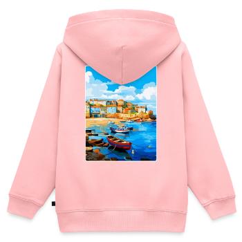 St Ives England Uk Vintage Reiseplakat Souvenir - Kinder Premium Organic Zip Hoodie - Rosa - Hinten - AI Model Kid Female (0cm)