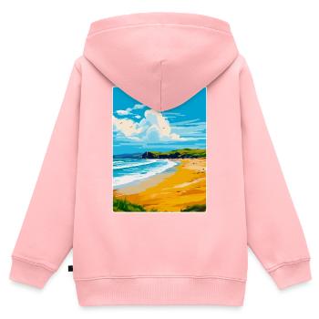 Whitesands Bay Pembrokeshire Küste Reiseplakat - Kinder Premium Organic Zip Hoodie - Rosa - Hinten - AI Model Kid Female (0cm)