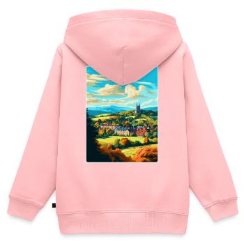 Great Malvern England Uk Reise Poster Souvenir - Kinder Premium Organic Zip Hoodie - Rosa - Hinten - AI Model Kid Female (0cm)