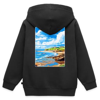Bude Cornwall, England, Vereinigtes Königreich, Reiseposter, Souvenir - Kinder Premium Organic Zip Hoodie - Schwarz - Hinten - AI Model Kid Male (0cm)