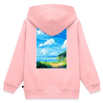 Feock England Uk Vintage Reiseposter Souvenir - Kinder Premium Organic Zip Hoodie - Rosa - Hinten - AI Model Kid Female (0cm)