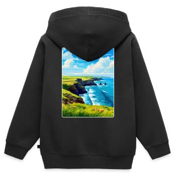 Péninsule de lézard, Cornouailles, Angleterre, Royaume-Uni, Affiche de voyage - Sweat Premium à capuche zippé enfant bio - noir - Dos - AI Model Kid Male (0cm)