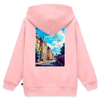Chipping Norton England Uk Reiseposter Souvenir - Kinder Premium Organic Zip Hoodie - Rosa - Hinten - AI Model Kid Female (0cm)