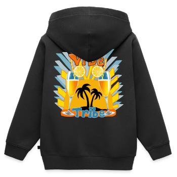 C’est l’heure de la - Sweat Premium à capuche zippé enfant bio - noir - Dos - AI Model Kid Male (0cm)