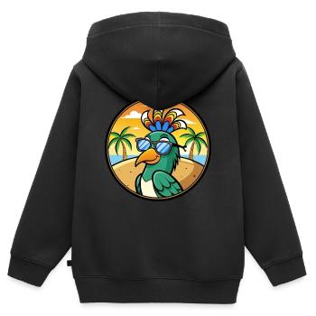 Pfau Lustige Cartoon Sommer Strand Sonnenbrille Cool - Kinder Premium Organic Zip Hoodie - Schwarz - Hinten - AI Model Kid Male (0cm)