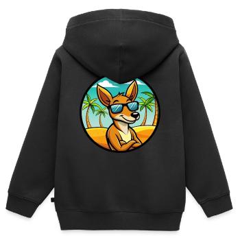 Känguru Lustige Cartoon Sommer Strand Sonnenbrille - Kinder Premium Organic Zip Hoodie - Schwarz - Hinten - AI Model Kid Male (0cm)