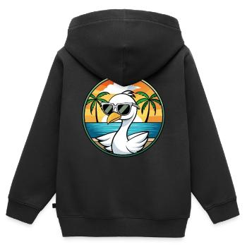 Schwan Lustige Cartoon Sommer Strand Sonnenbrille Aufkleber - Kinder Premium Organic Zip Hoodie - Schwarz - Hinten - AI Model Kid Male (0cm)
