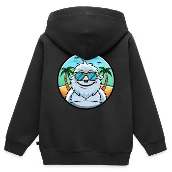 Yeti Lustige Cartoon Sommer Strand Sonnenbrille Aufkleber - Kinder Premium Organic Zip Hoodie - Schwarz - Hinten - AI Model Kid Male (0cm)