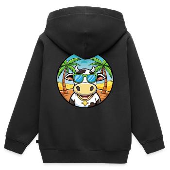 Kuh Lustige Cartoon Sommer Strand Sonnenbrille Aufkleber - Kinder Premium Organic Zip Hoodie - Schwarz - Hinten - AI Model Kid Male (0cm)