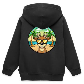 Hirsch Lustige Cartoon Sommer Strand Sonnenbrille Aufkleber - Kinder Premium Organic Zip Hoodie - Schwarz - Hinten - AI Model Kid Male (0cm)