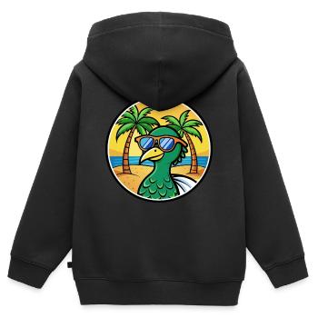 Pfau Lustige Cartoon Sommer Strand Sonnenbrille Cool - Kinder Premium Organic Zip Hoodie - Schwarz - Hinten - AI Model Kid Male (0cm)