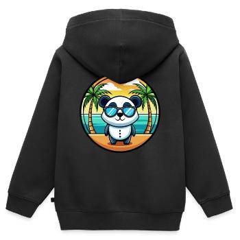 Panda Lustige Cartoon Sommer Strand Sonnenbrille Cool - Kinder Premium Organic Zip Hoodie - Schwarz - Hinten - AI Model Kid Male (0cm)