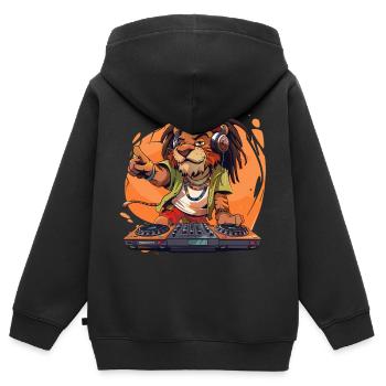 Rastafari Lion DJ - Kinder Premium Organic Zip Hoodie - Schwarz - Hinten - AI Model Kid Male (0cm)