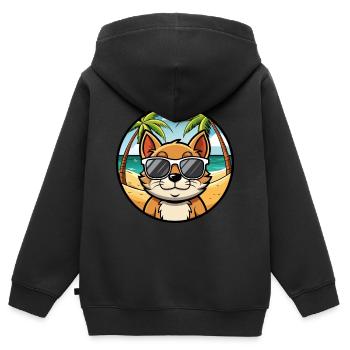Bambino Katzenrasse Cartoon Sonnenbrille Strand - Kinder Premium Organic Zip Hoodie - Schwarz - Hinten - AI Model Kid Male (0cm)