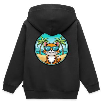 Hantilly Tiffany Katzenrasse Cartoon Sonnenbrille Strand - Kinder Premium Organic Zip Hoodie - Schwarz - Hinten - AI Model Kid Male (0cm)