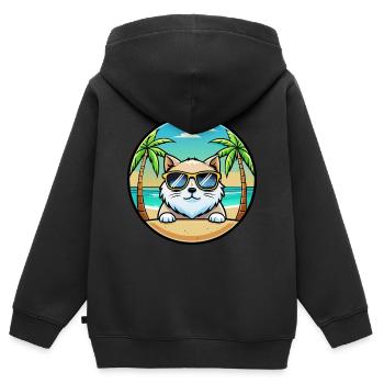 Himalaya-Katzenrasse Cartoon-Sonnenbrille Strand - Kinder Premium Organic Zip Hoodie - Schwarz - Hinten - AI Model Kid Male (0cm)