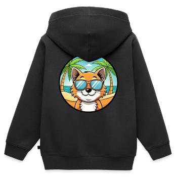 Bambino Katzenrasse Cartoon Sonnenbrille Strand - Kinder Premium Organic Zip Hoodie - Schwarz - Hinten - AI Model Kid Male (0cm)
