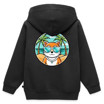 Hantilly Tiffany Katzenrasse Cartoon Sonnenbrille Strand - Kinder Premium Organic Zip Hoodie - Schwarz - Hinten - AI Model Kid Male (0cm)