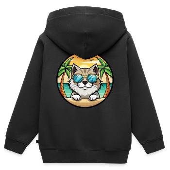 Himalaya-Katzenrasse Cartoon-Sonnenbrille Strand - Kinder Premium Organic Zip Hoodie - Schwarz - Hinten - AI Model Kid Male (0cm)
