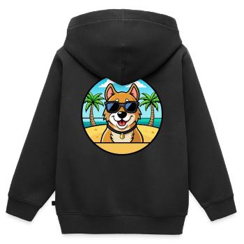 Alano Español Chien Race Dessin Animé Lunettes de Soleil Plage - Sweat Premium à capuche zippé enfant bio - noir - Dos - AI Model Kid Male (0cm)