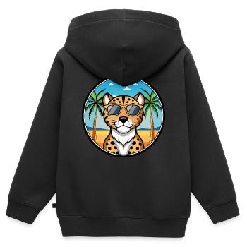 Amerikanischer Leopardenhund Hunderasse Cartoon Beach - Kinder Premium Organic Zip Hoodie - Schwarz - Hinten - AI Model Kid Male (0cm)