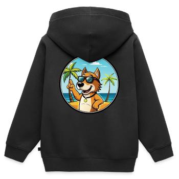 Auvergne Vorstehhund Rasse Cartoon Sonnenbrille Strand - Kinder Premium Organic Zip Hoodie - Schwarz - Hinten - AI Model Kid Male (0cm)