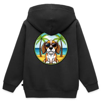 Beagle Harrier Hunderasse Cartoon Sonnenbrille Strand - Kinder Premium Organic Zip Hoodie - Schwarz - Hinten - AI Model Kid Male (0cm)