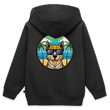 Cao De Castro Laboreiro Dog Breed Cartoon Beach - Kids Premium Organic Zip-up Hoodie - black - Back - AI Model Kid Male (0cm)