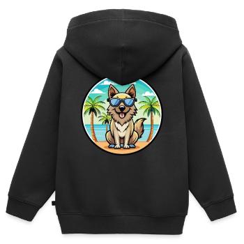 Lunettes de soleil de race de chien de berger des Carpates - Sweat Premium à capuche zippé enfant bio - noir - Dos - AI Model Kid Male (0cm)