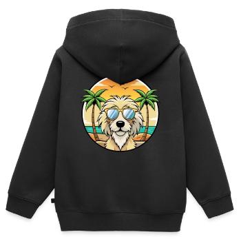 Catalan Sheepdog Breed Cartoon Sunglasses Beach - Kids Premium Organic Zip-up Hoodie - black - Back - AI Model Kid Male (0cm)