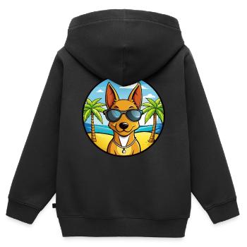 Cirneco Dell Etna Hunderasse Cartoon Sonnenbrille Strand - Kinder Premium Organic Zip Hoodie - Schwarz - Hinten - AI Model Kid Male (0cm)