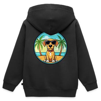 Estnischer Windhund Rasse Cartoon Sonnenbrille Strand - Kinder Premium Organic Zip Hoodie - Schwarz - Hinten - AI Model Kid Male (0cm)