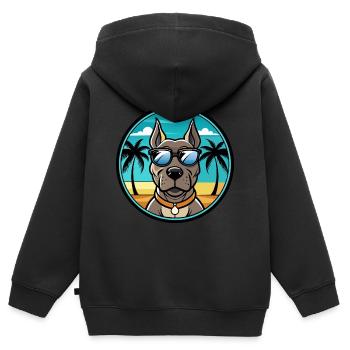 Deutsche Dogge Hunderasse Cartoon Sonnenbrille Strand - Kinder Premium Organic Zip Hoodie - Schwarz - Hinten - AI Model Kid Male (0cm)