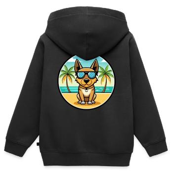 Lancashire Heeler Chien Race Dessin Animé Lunettes De Soleil Plage - Sweat Premium à capuche zippé enfant bio - noir - Dos - AI Model Kid Male (0cm)