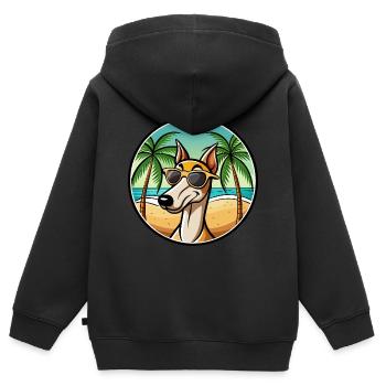 Old Croatian Sighthound Dog Breed Cartoon Beach - Kids Premium Organic Zip-up Hoodie - black - Back - AI Model Kid Male (0cm)